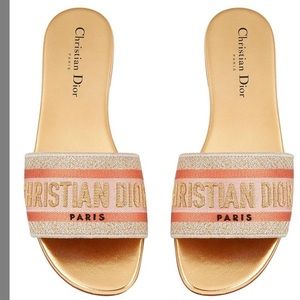 Dior Gold Christian Platinum Embroidered slide